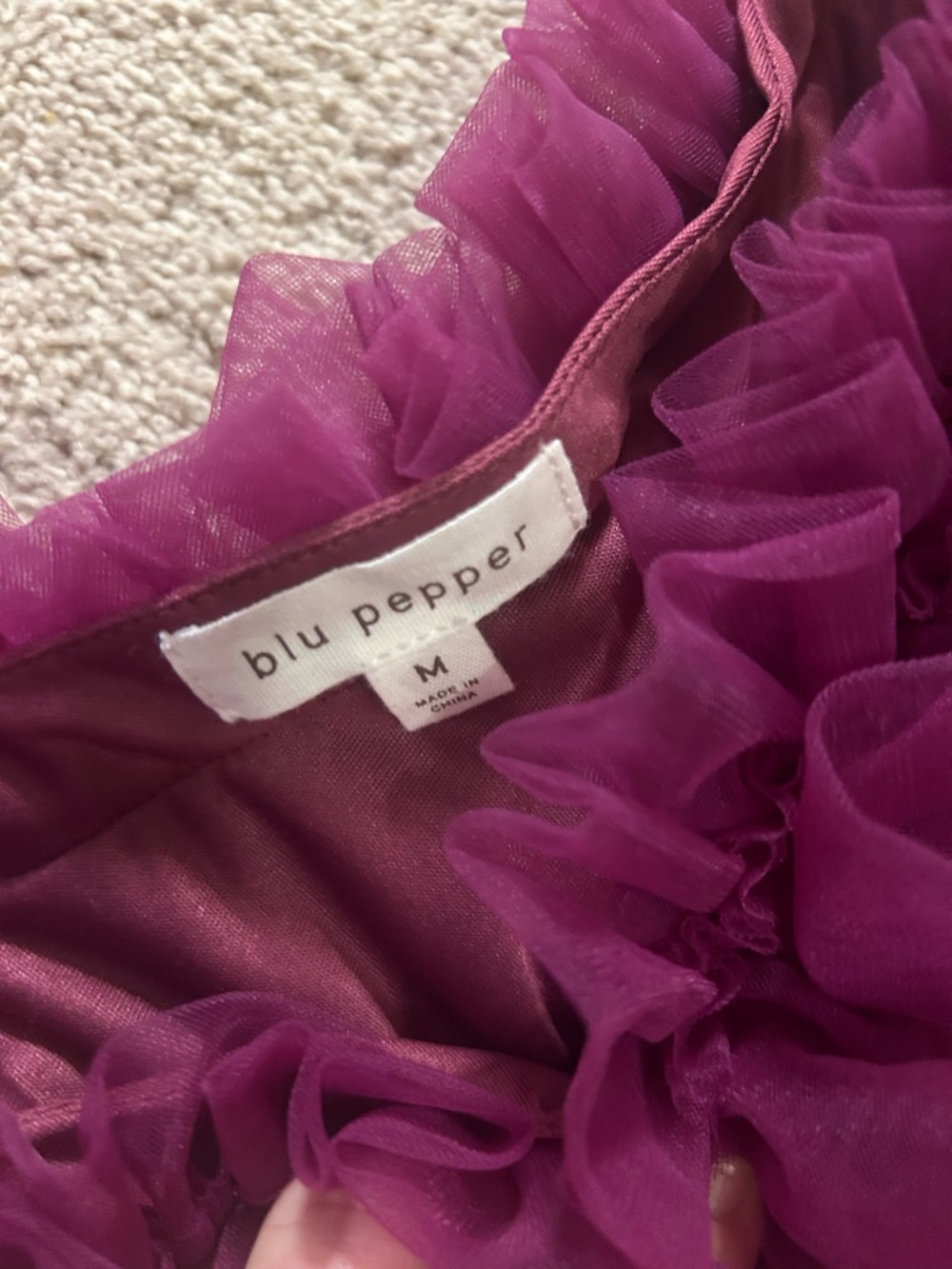 Blu Pepper Plum Ruffle Pea Plum Tulle Top Medium - Picture 2 of 3